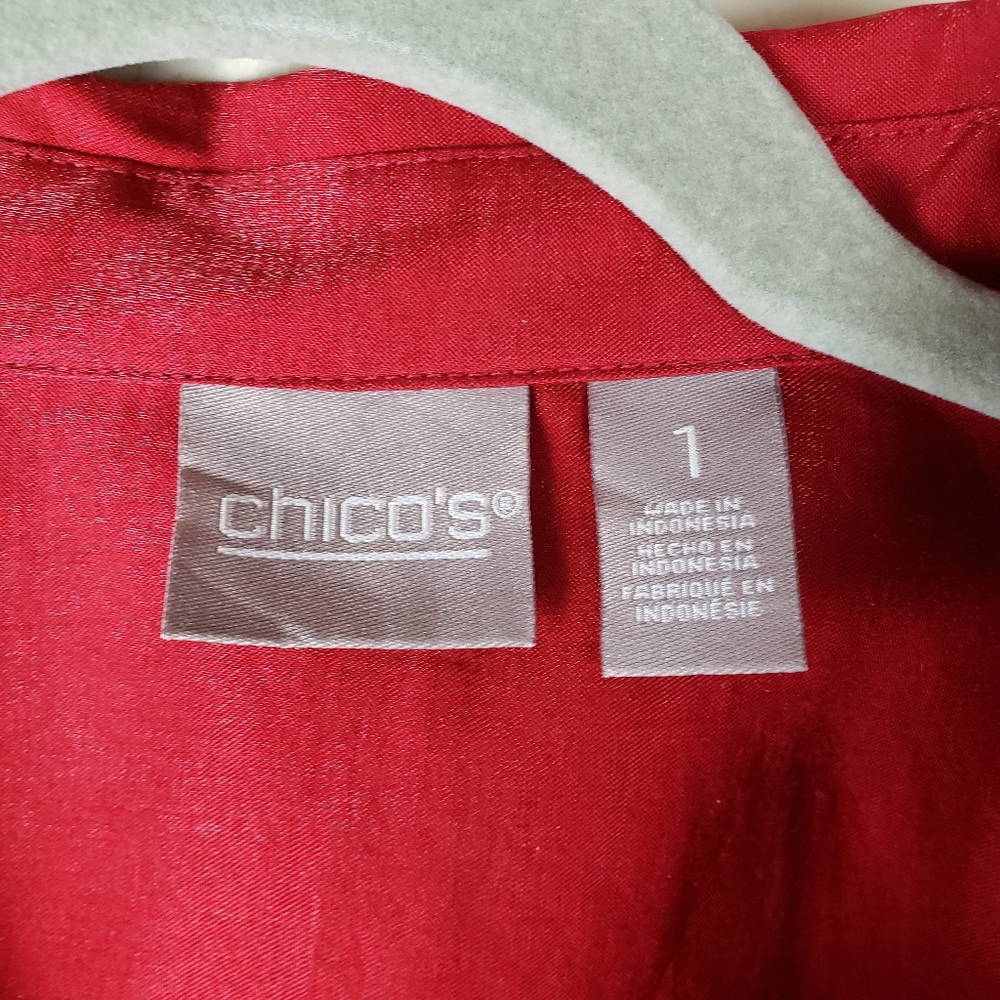 Chicos Shiny Red Blouse - Picture 3 of 5